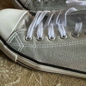 Silver tennis shoes